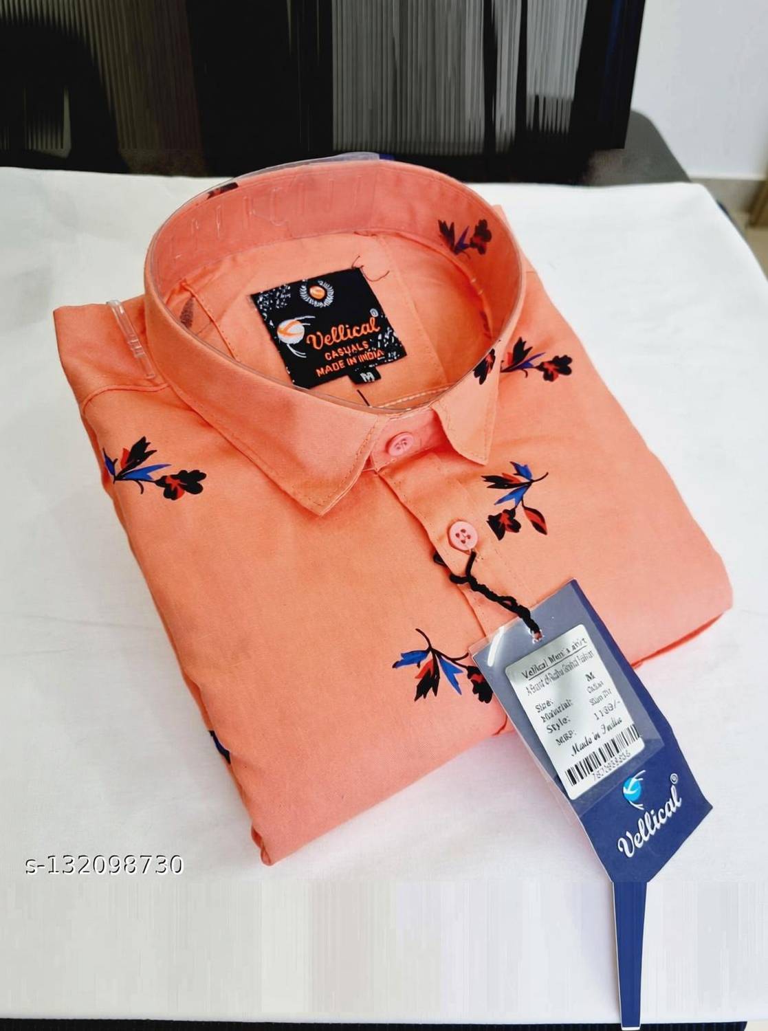 VELLICAL Men Floral Print Casual Orange Shirt - Image 2