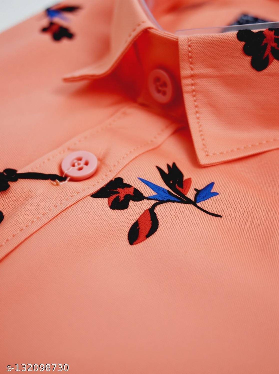VELLICAL Men Floral Print Casual Orange Shirt - Image 3