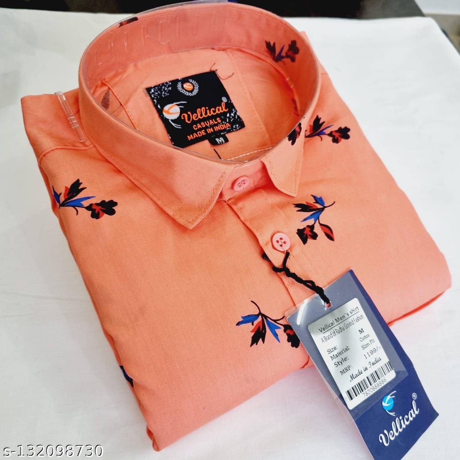 VELLICAL Men Floral Print Casual Orange Shirt - Image 4