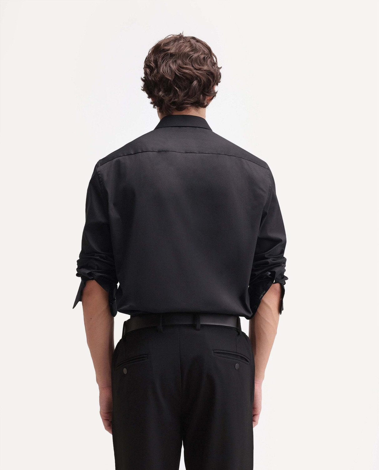 Image of RARE RABBIT Men Solid Casual Black Shirt