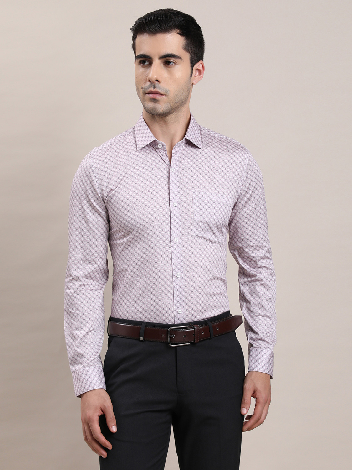 Image of TURTLE Men Printed Formal Purple Shirt