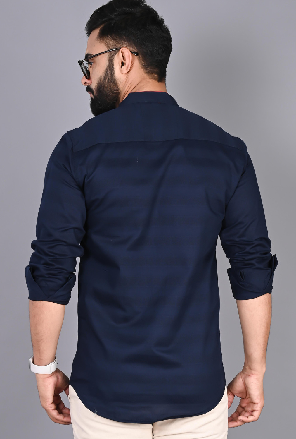 Image of FUBAR Men Printed Casual Dark Blue Shirt