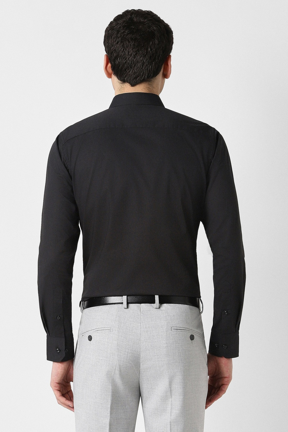Image of PETER ENGLAND Men Solid Formal Black Shirt