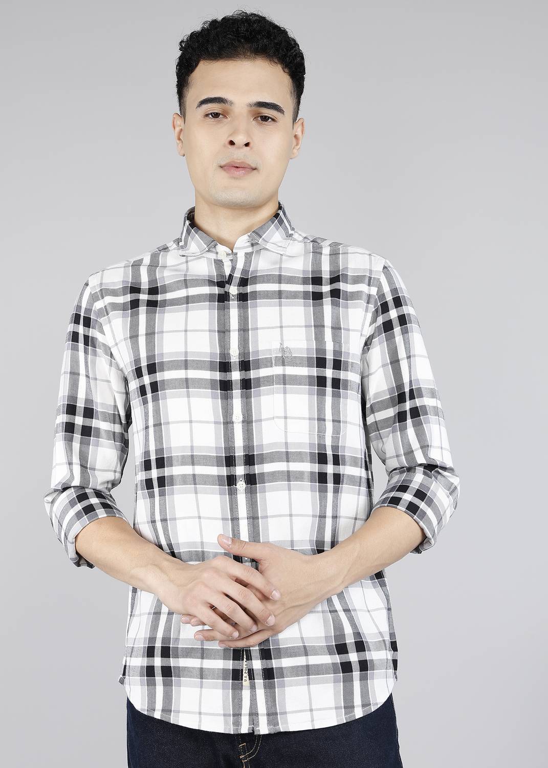 U.S. Polo Assn. Denim Co. Men Checkered White Shirt - Image 1