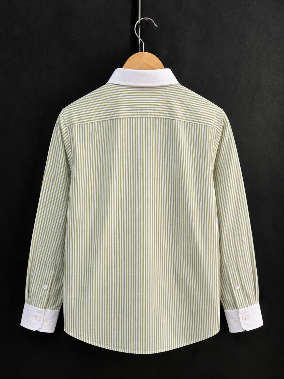 Image of Lyphy Men Striped Casual Light Green, White Shirt