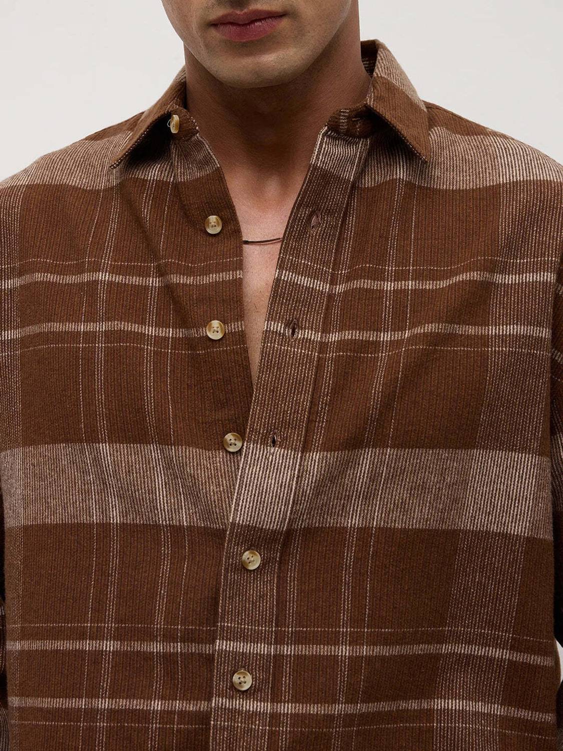 VASTRADO Men Checkered Casual Brown Shirt - Image 3