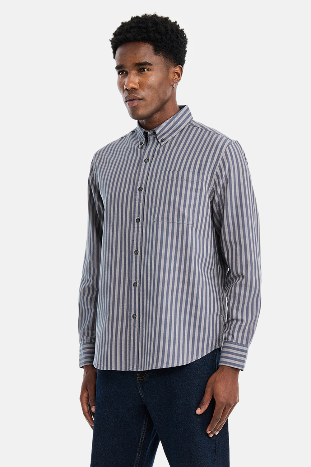 Image of Snitch Men Regular Fit Striped Button Down Collar Casual Shirt