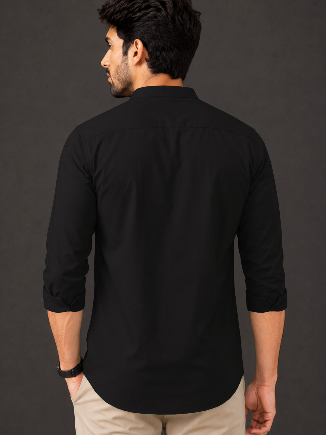 Image of VeBNoR Men Solid Casual Black Shirt