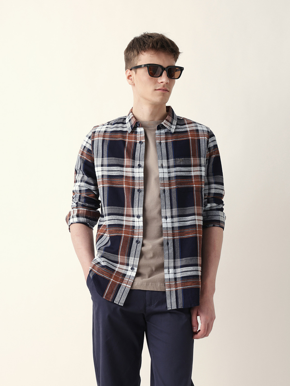 Image of THE BEAR HOUSE Men Checkered Casual Multicolor Shirt