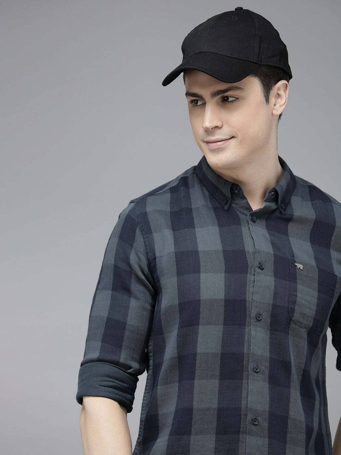 THE BEAR HOUSE Men Checkered Casual Blue Shirt