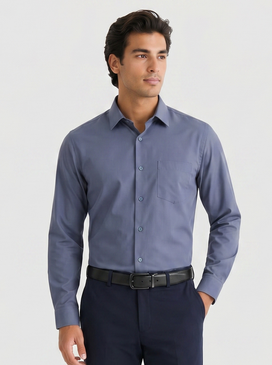 Image of Blackberrys Men Slim Fit Self Design Cut Away Collar Formal Shirt