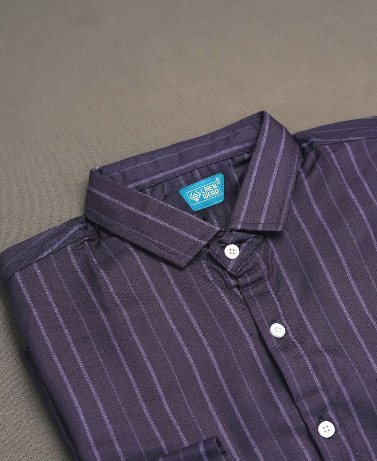 Image of LINENWEAR Men Striped Casual Purple Shirt