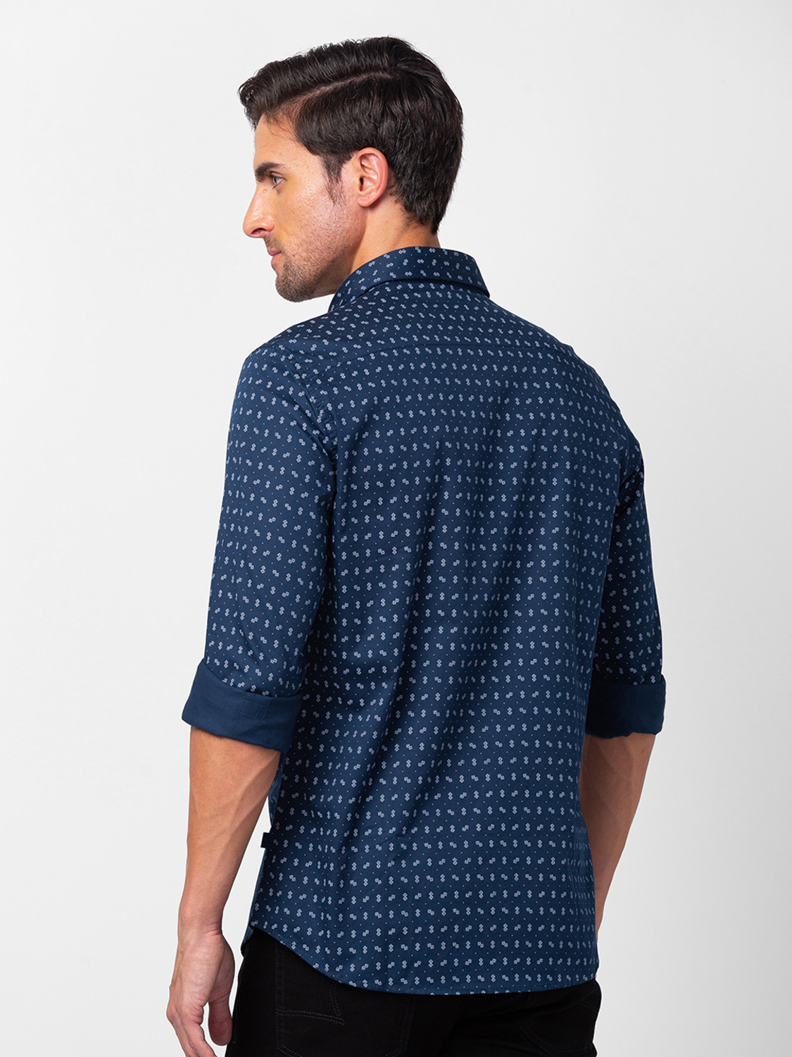 Image of Spykar Men Printed Casual Blue Shirt