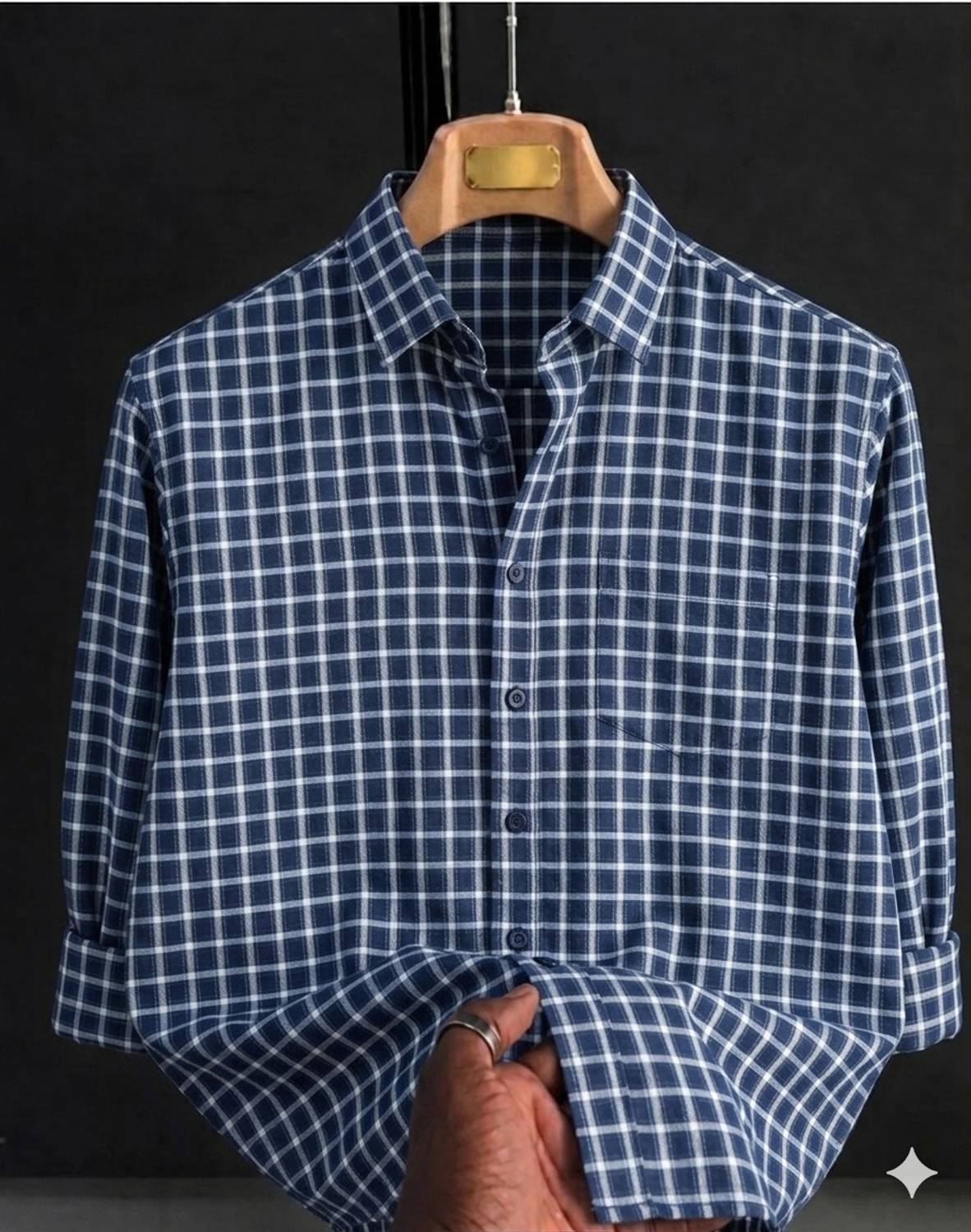 Youth First Men Checkered Casual Blue Shirt