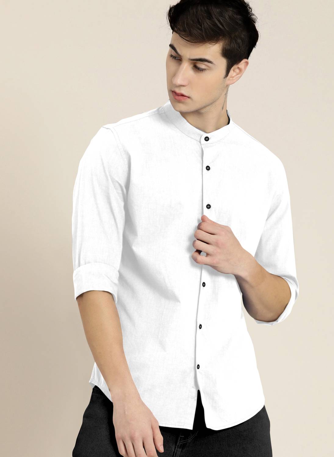 ALAIN CHIC Men Solid Casual White Shirt
