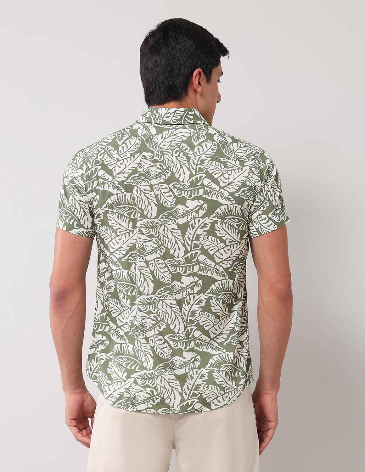 Image of U.S. POLO ASSN. Men Floral Print Casual Green Shirt