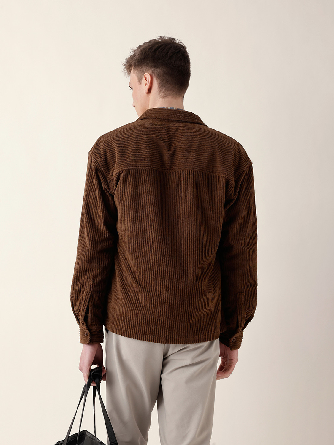 Image of THE BEAR HOUSE Men Self Design Casual Brown Shirt