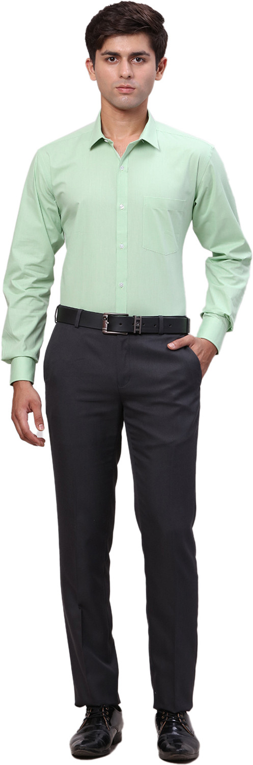 Image of PARK AVENUE Men Self Design Formal Green Shirt