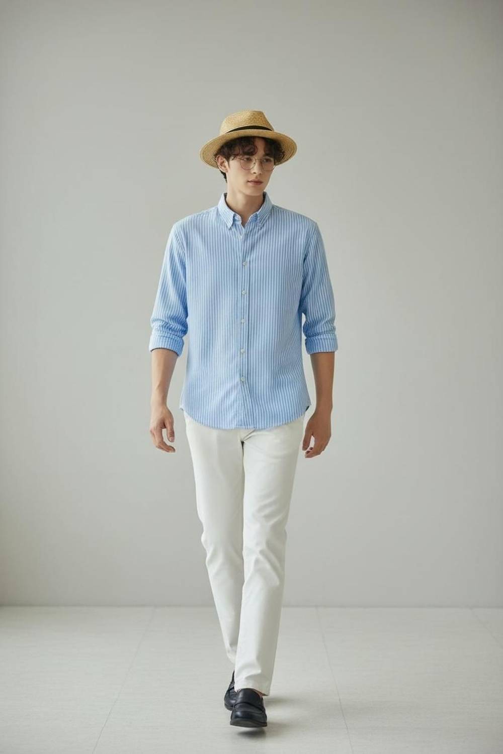 RODEIZ Men Striped Casual Blue White Shirt - Image 5