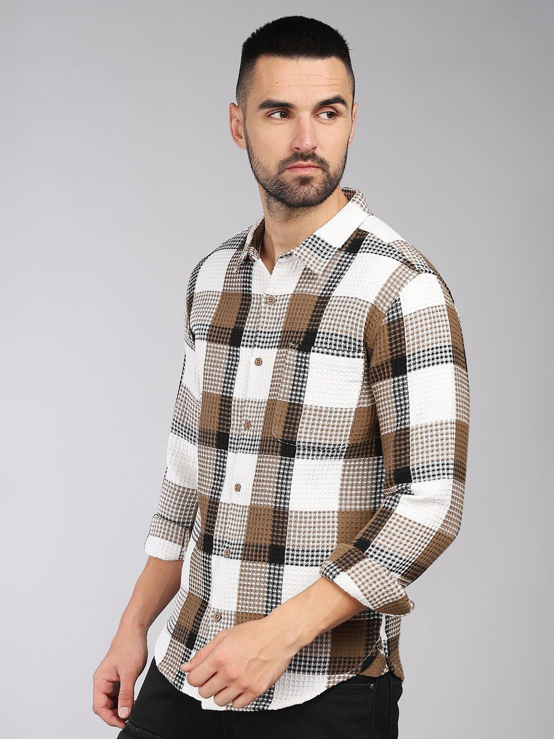 Image of HERE&NOW Men Checkered Casual Multicolor Shirt