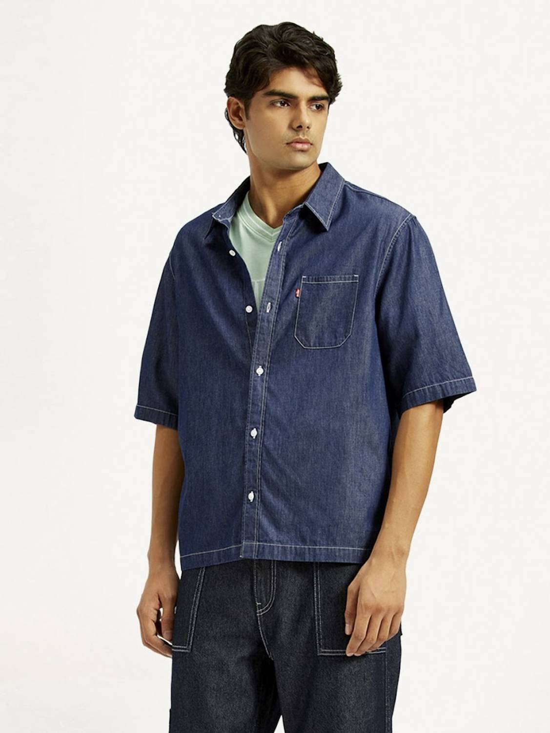 LEVI'S Men Solid Blue Casual Shirt - Image 4