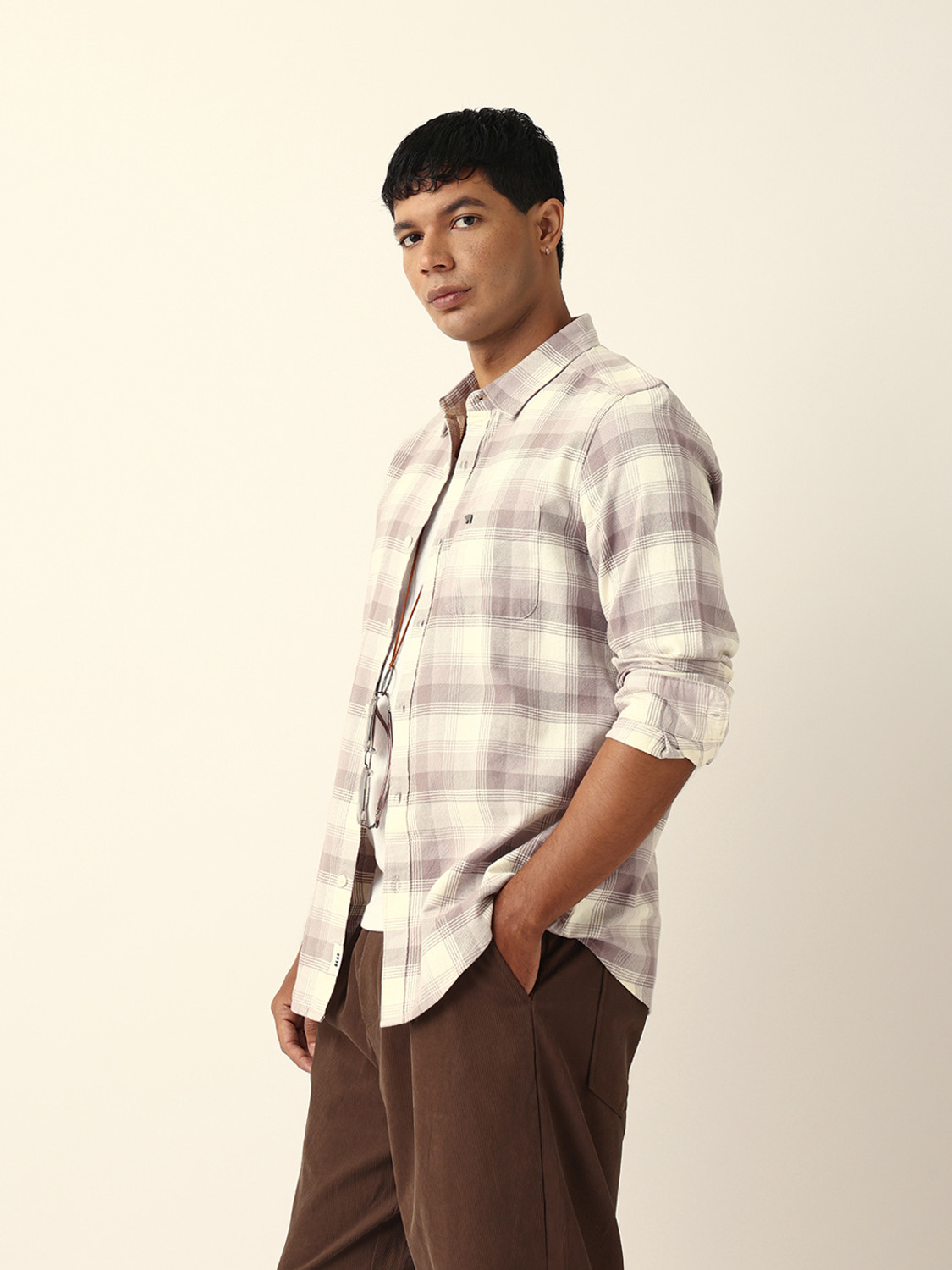 Image of THE BEAR HOUSE Men Checkered Casual Pink Shirt