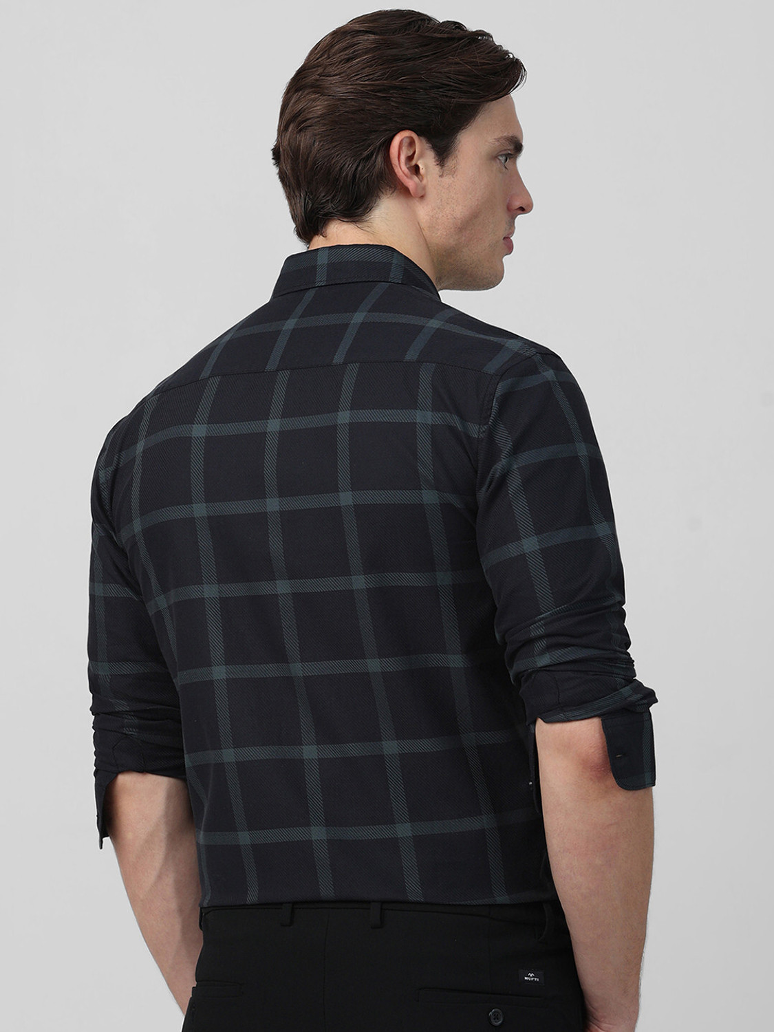 Image of MUFTI Men Checkered Casual Black, Brown Shirt