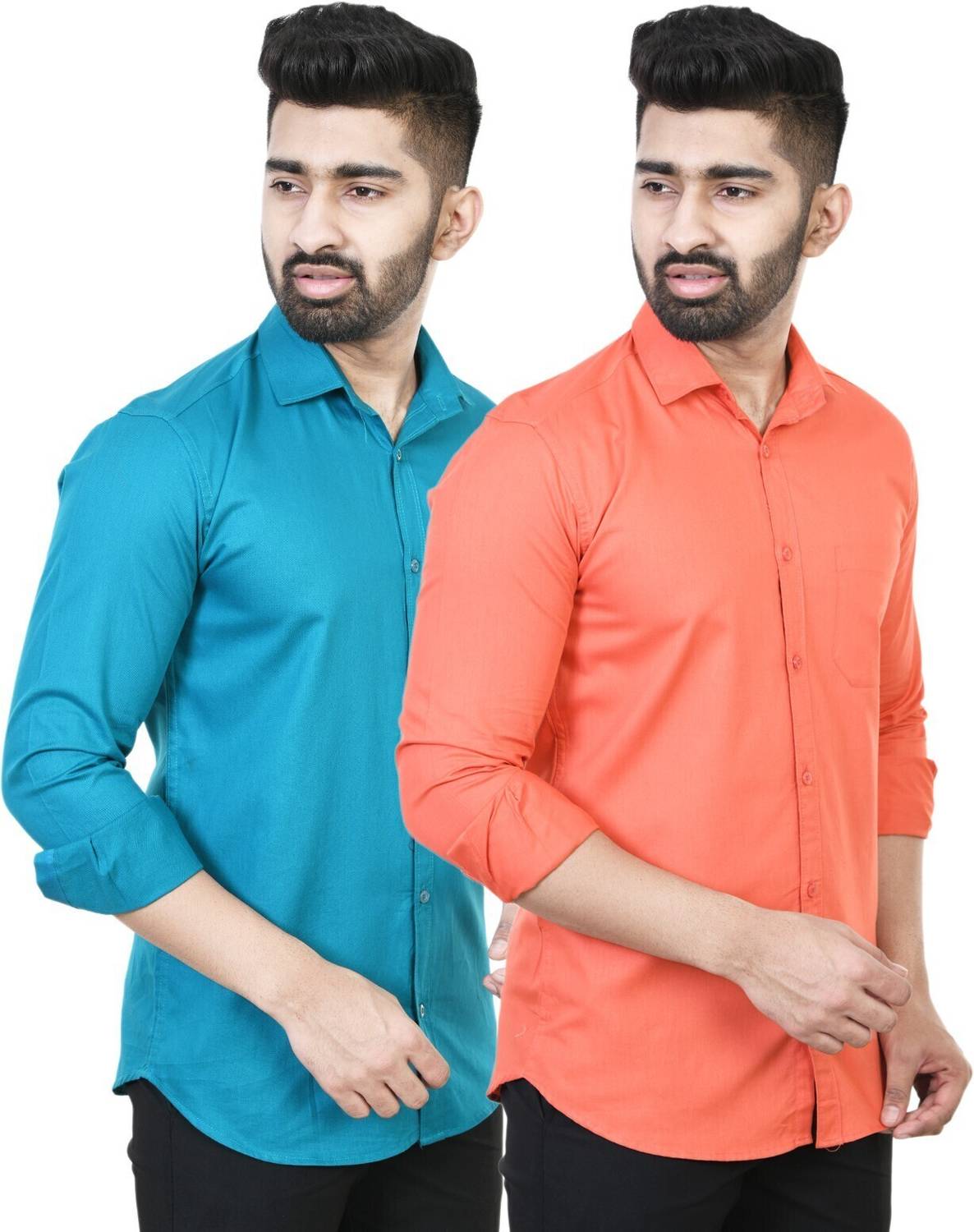 Feel high Men Regular Fit Solid Casual Shirt (Pack of 2)