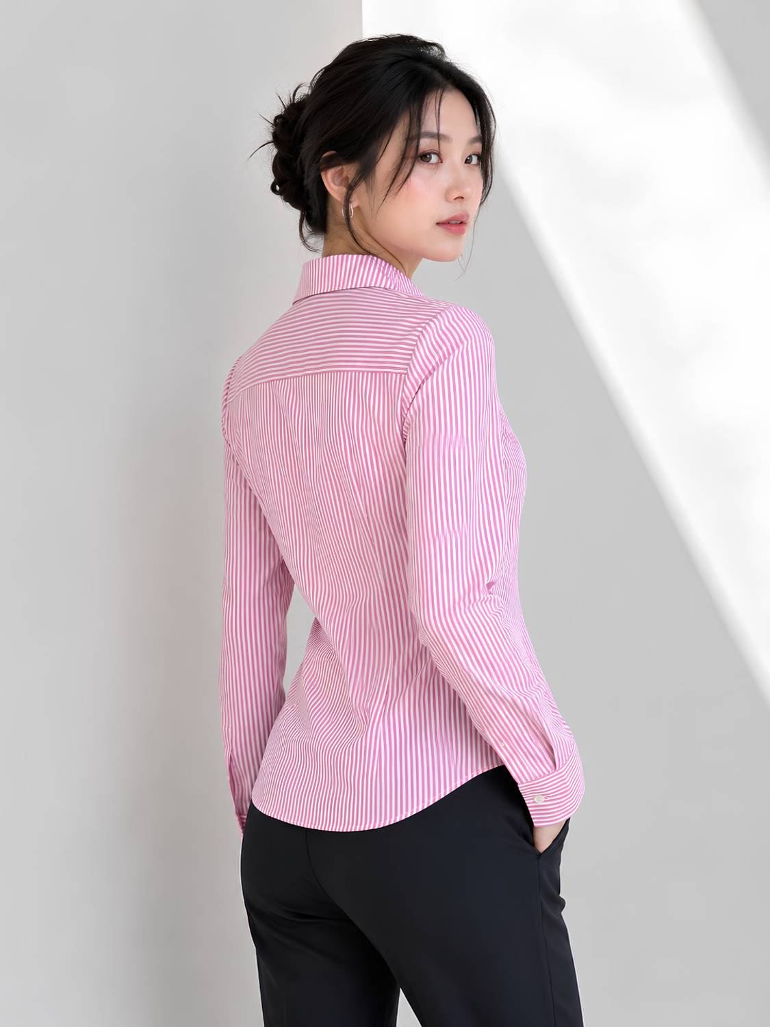 HappyBestie Women Pink, White Striped Shirt - Image 2