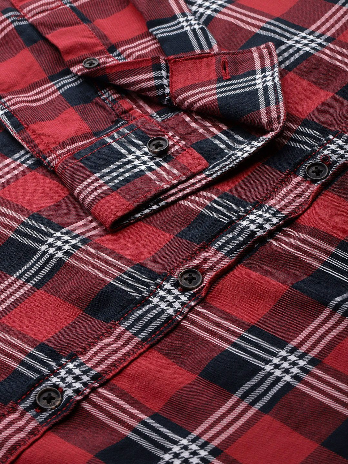 Image of Spykar Men Checkered Casual Red Shirt