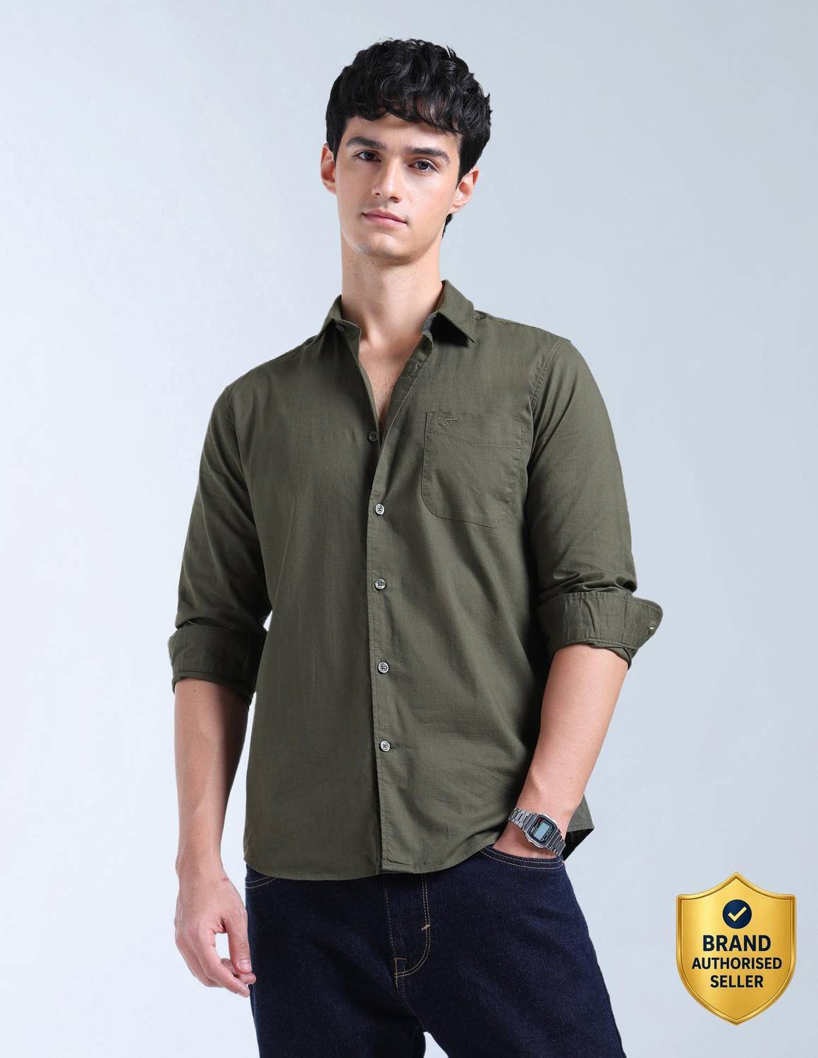 FLYING MACHINE Men Green Casual Shirt