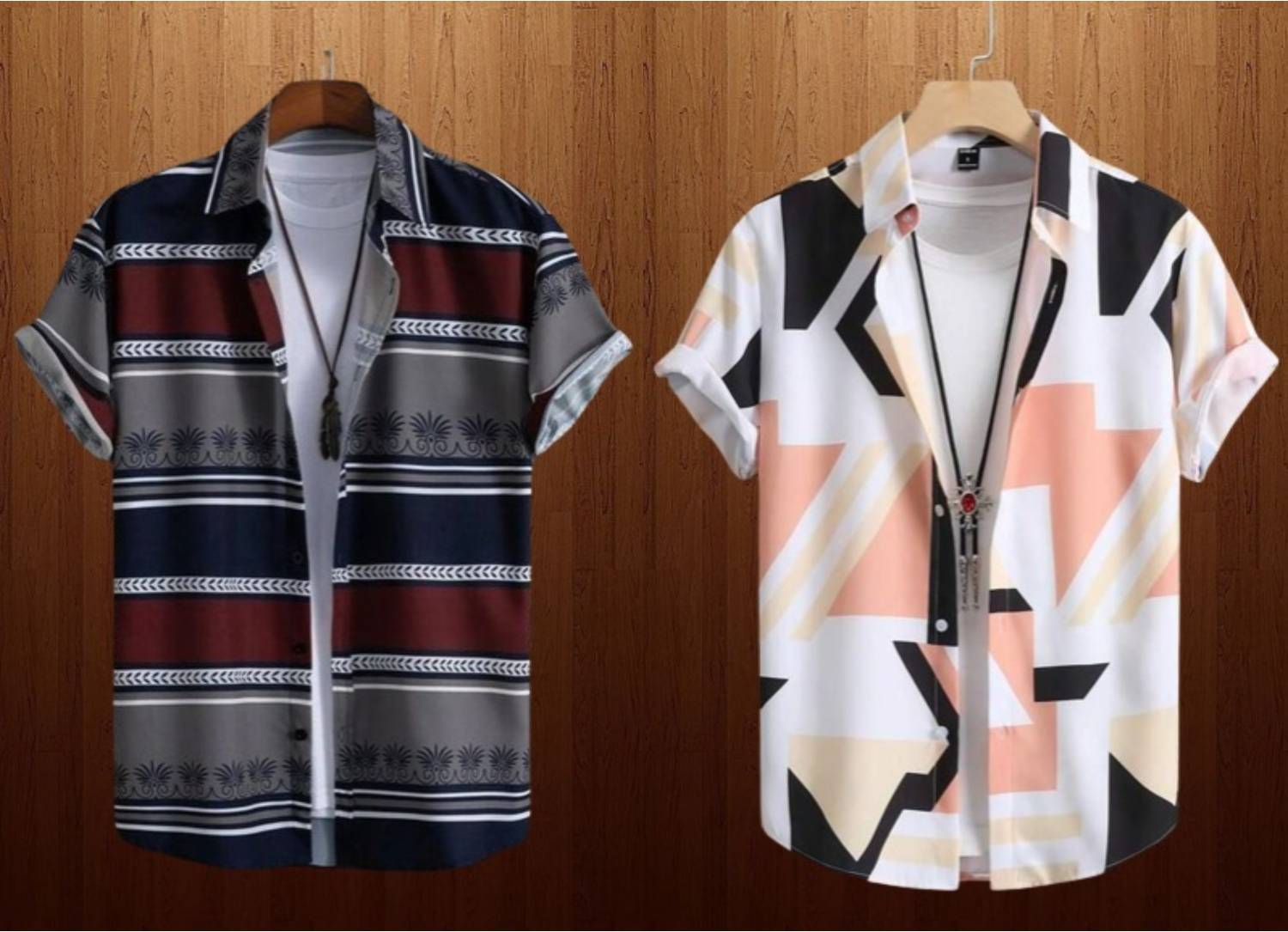 LEMBRIKA Men Printed Casual Grey, Beige Shirt