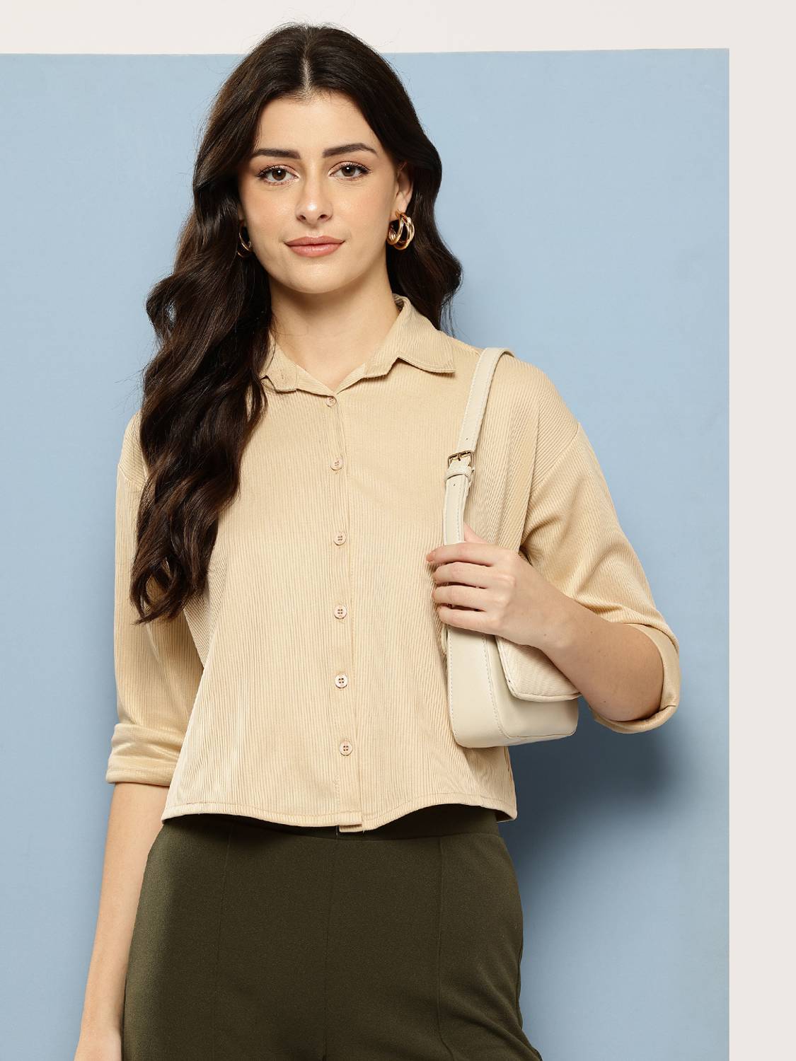 Aarika Women Solid Casual Beige Shirt