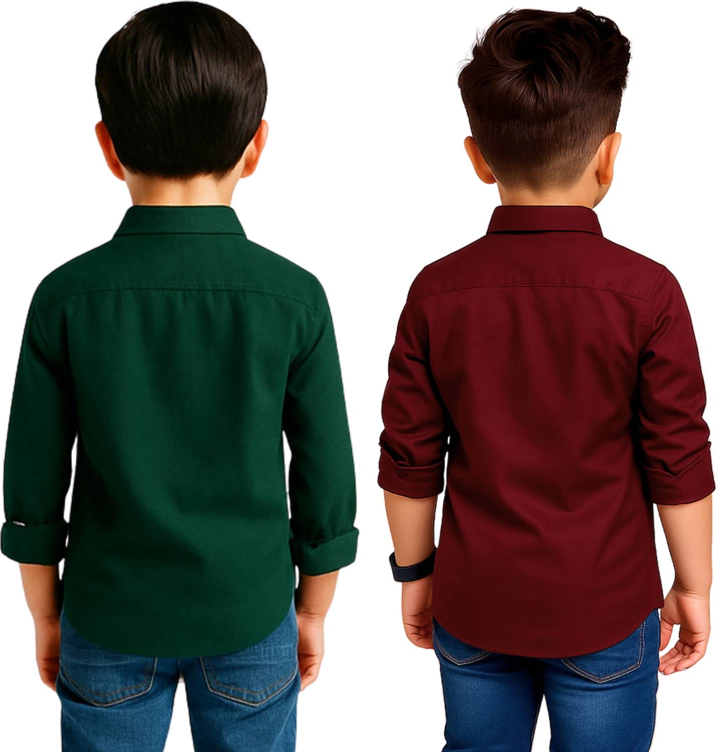 YYQ Boys Maroon, Green Shirt Pack of 2 - Image 2
