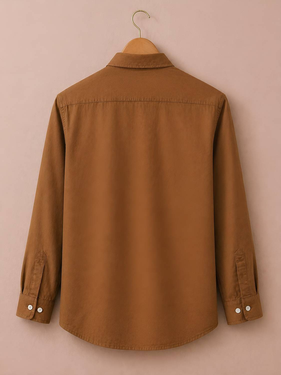 FOXEY Men Solid Casual Brown Shirt - Image 2