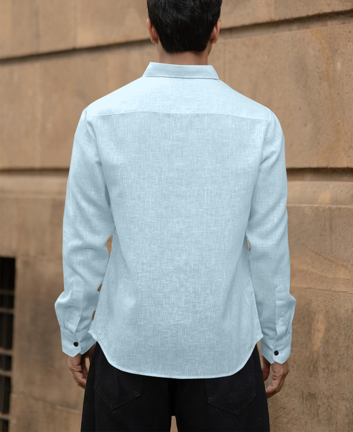 Image of savani taxtile industries Men Solid Casual Light Blue Shirt