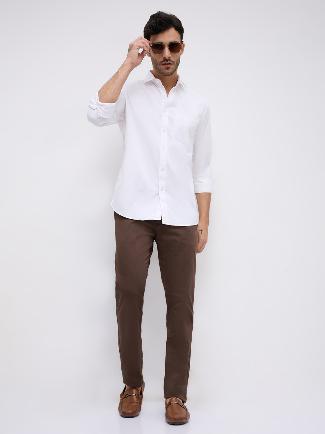 Image of KILLER Men Solid Casual White Shirt