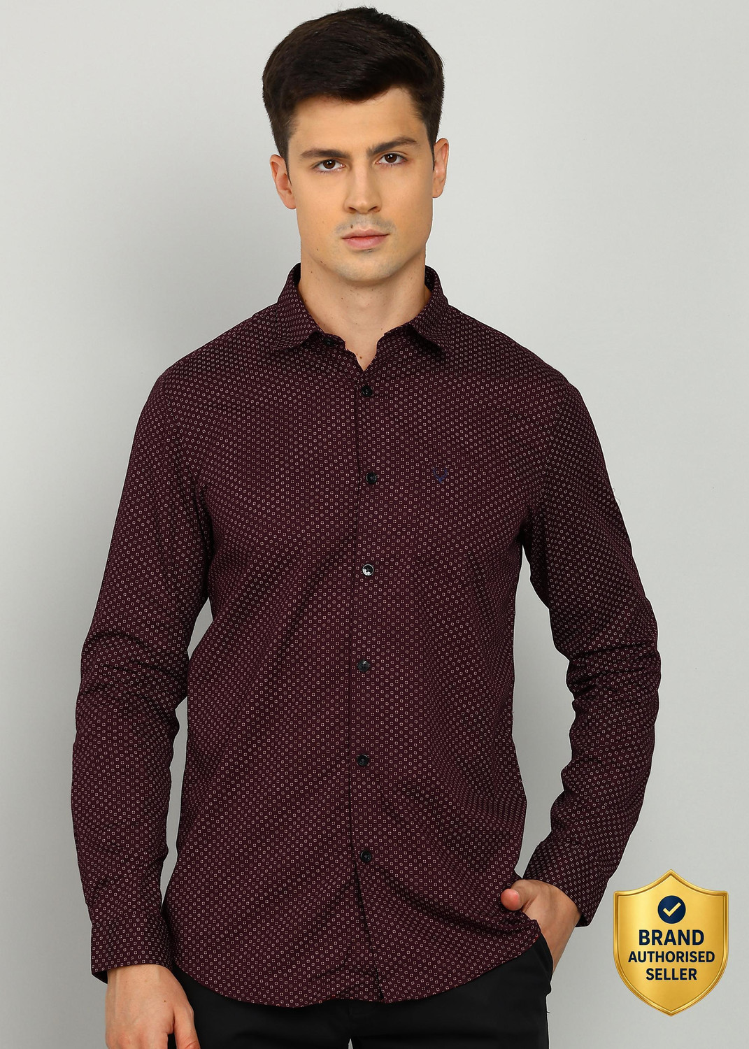Allen Solly Men Printed Casual Maroon Shirt