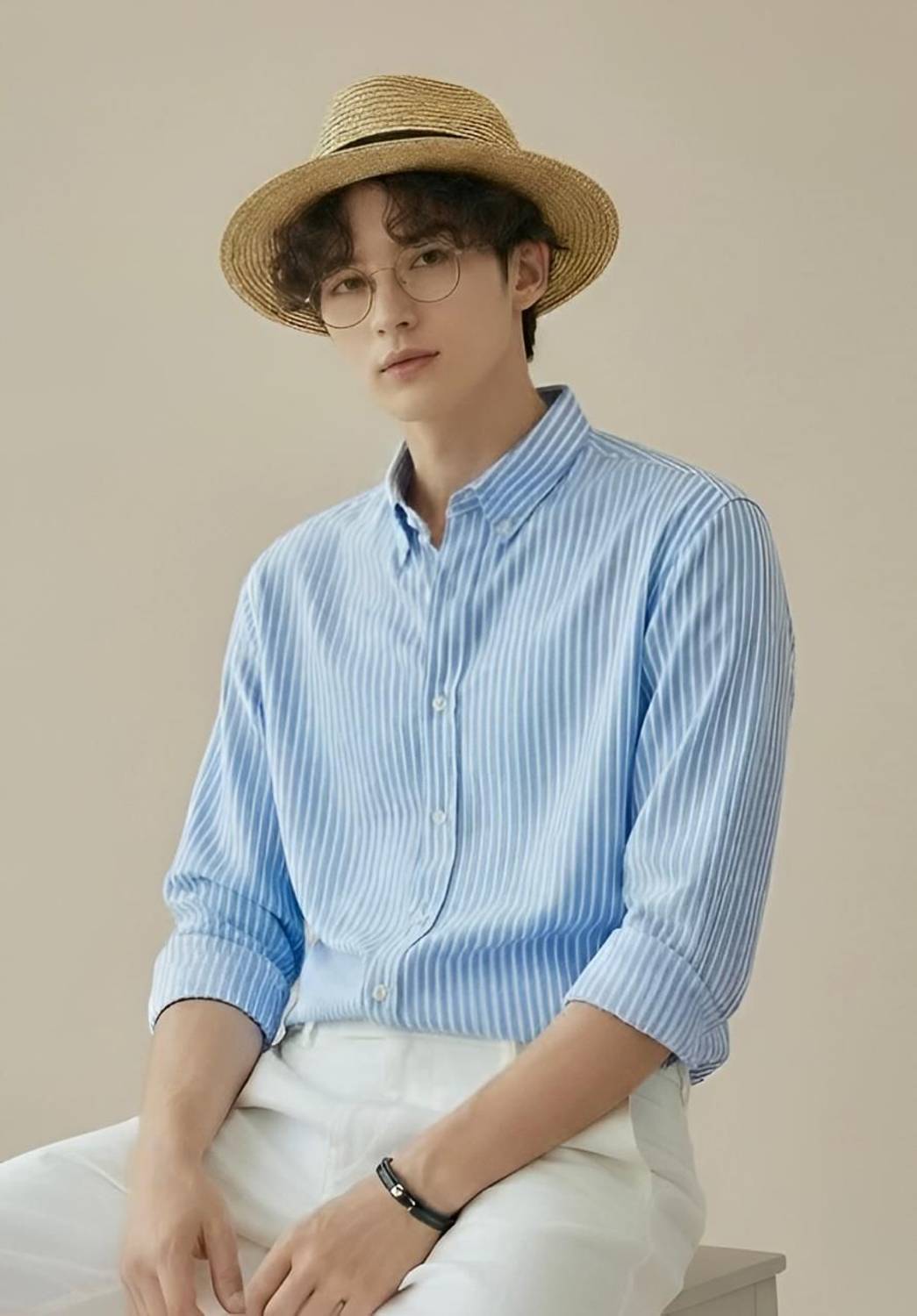 RODEIZ Men Striped Casual Blue White Shirt