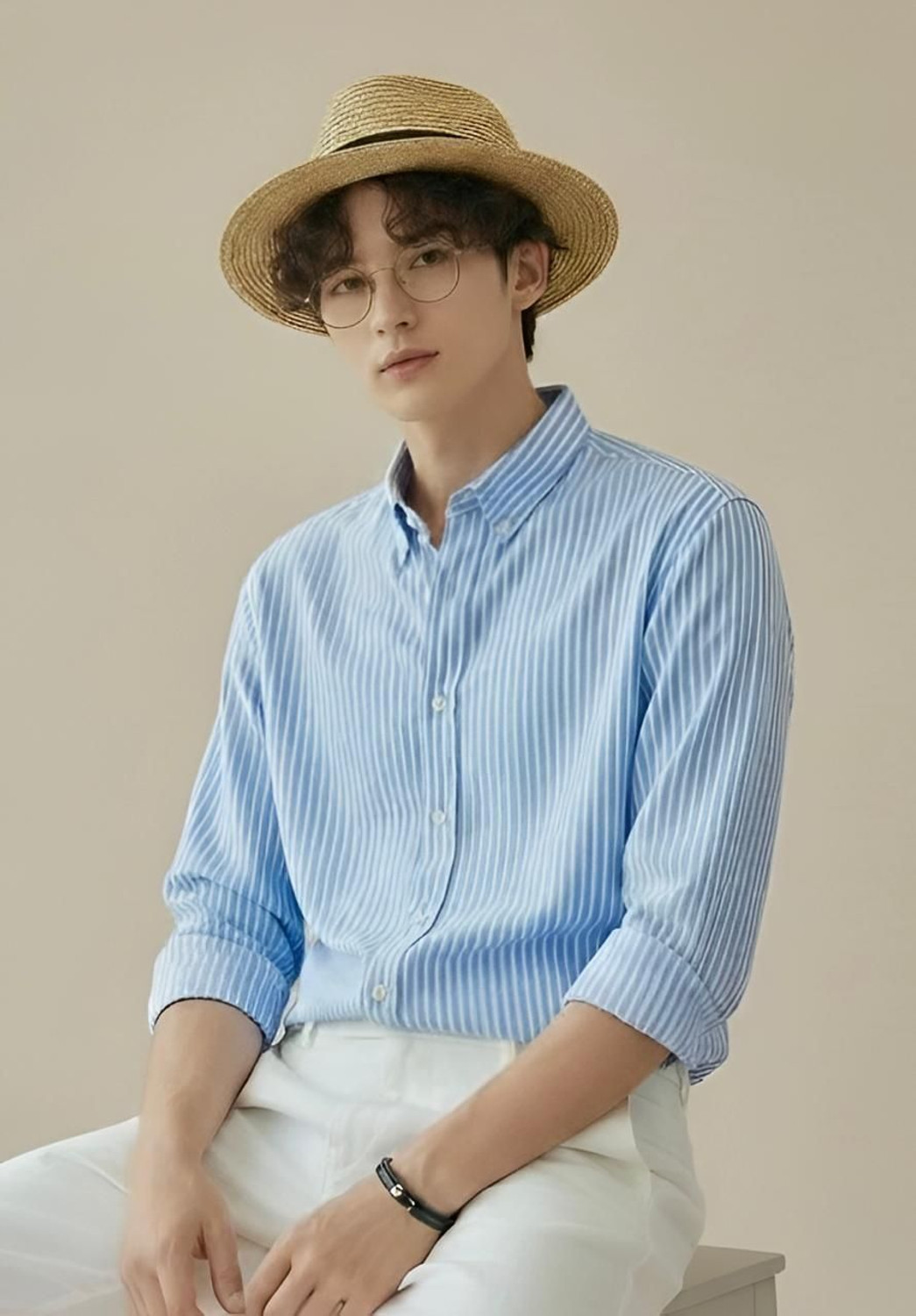 Image of RODEIZ Men Striped Casual Blue, White Shirt