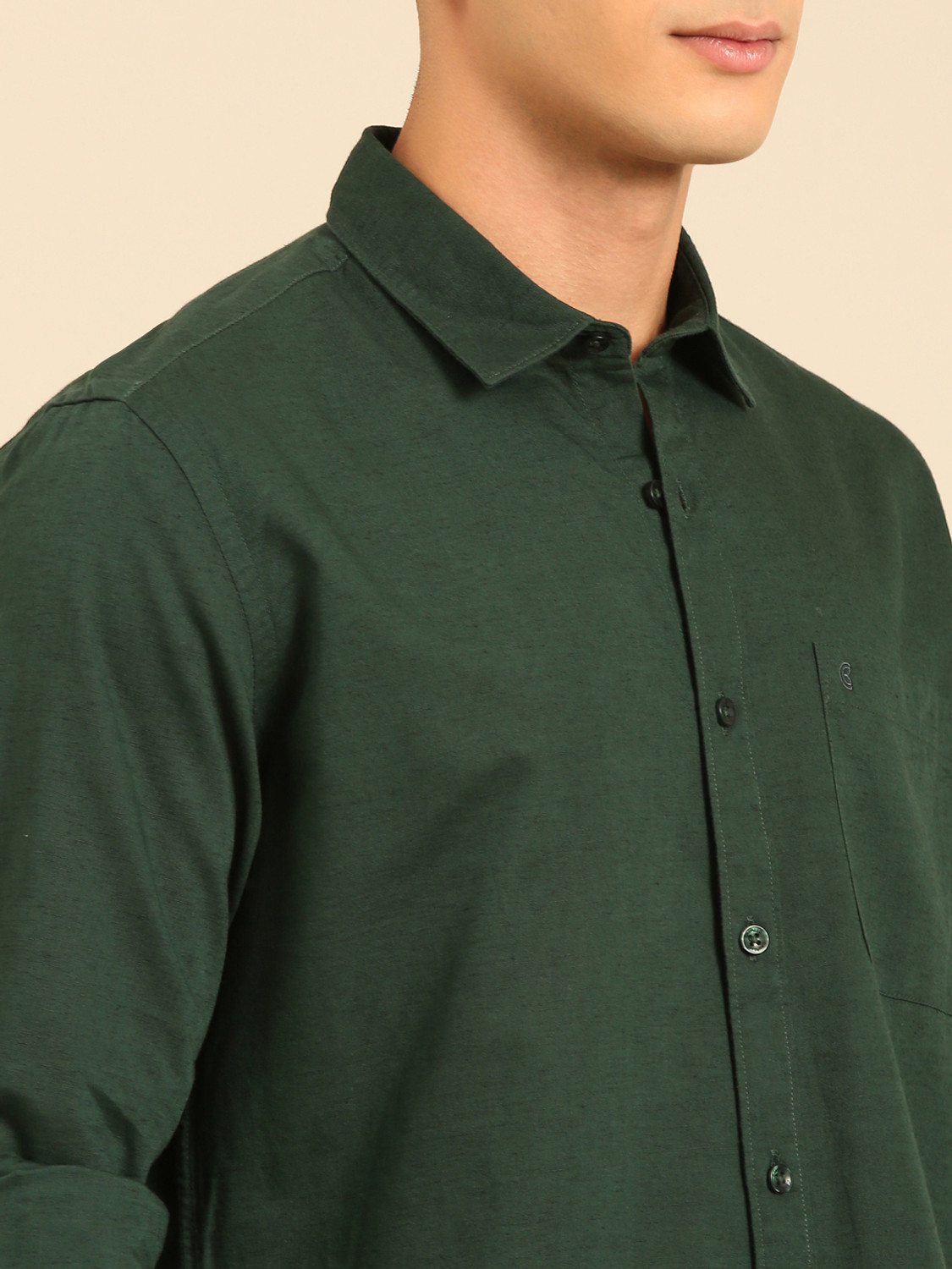 Image of CAVALLO BY LINEN CLUB Men Solid Casual Green Shirt