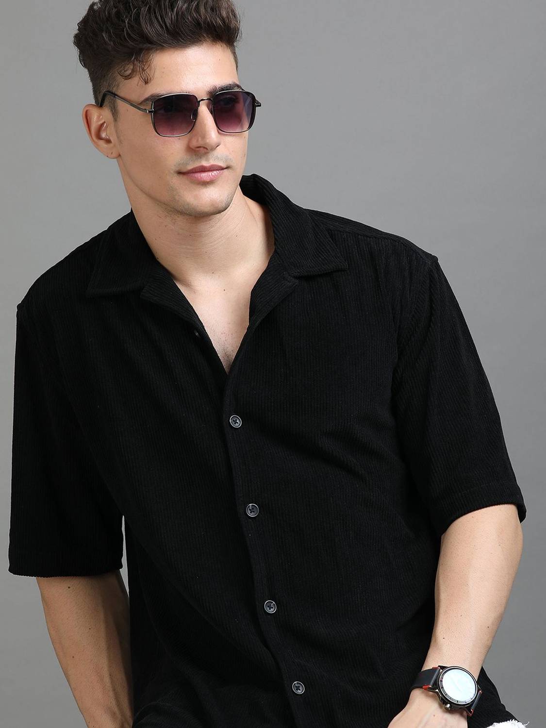 HERE&NOW Men Oversized Fit Solid Casual Shirt - Image 1