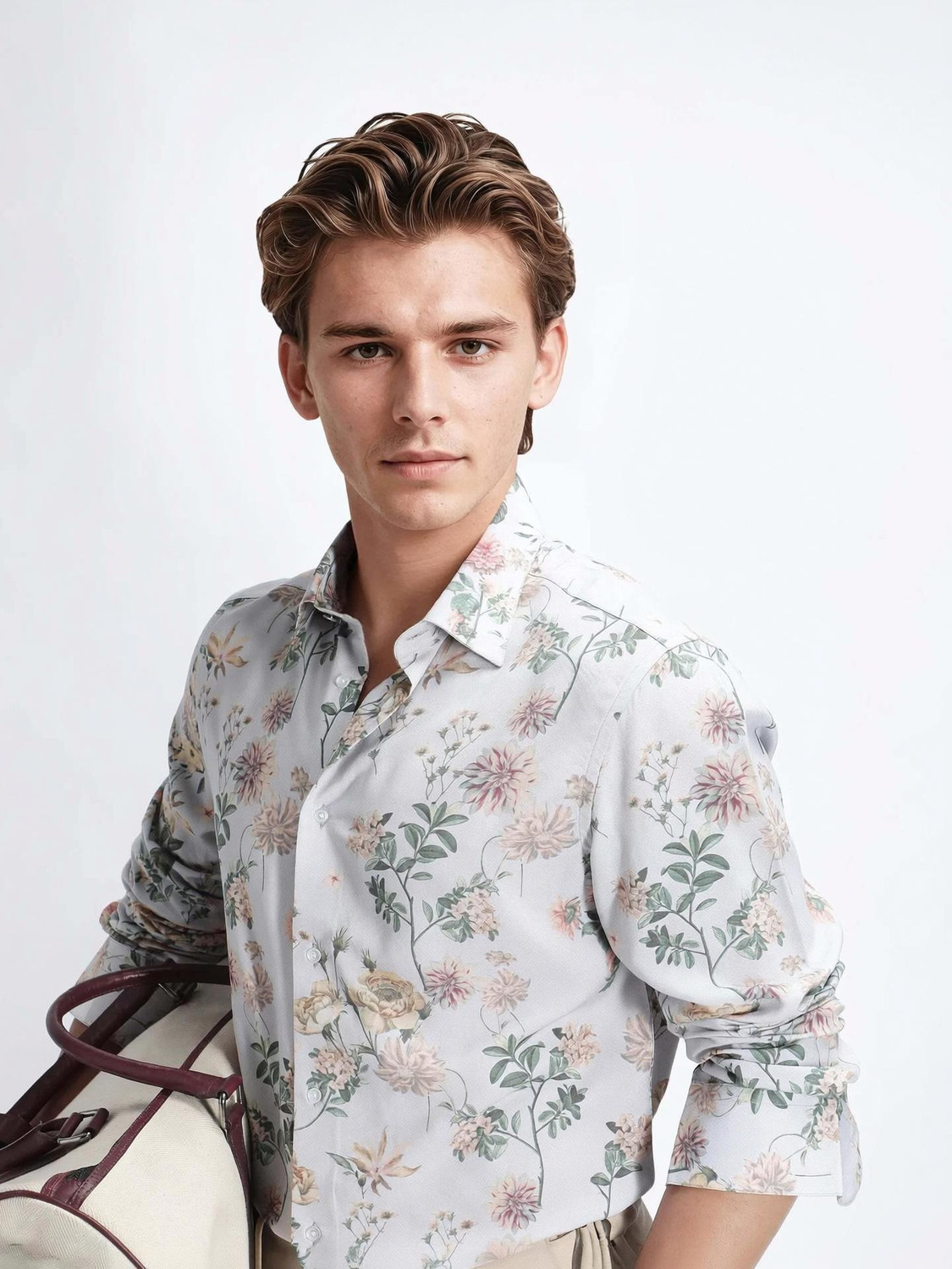 RARE RABBIT Men Floral Print Casual White Shirt
