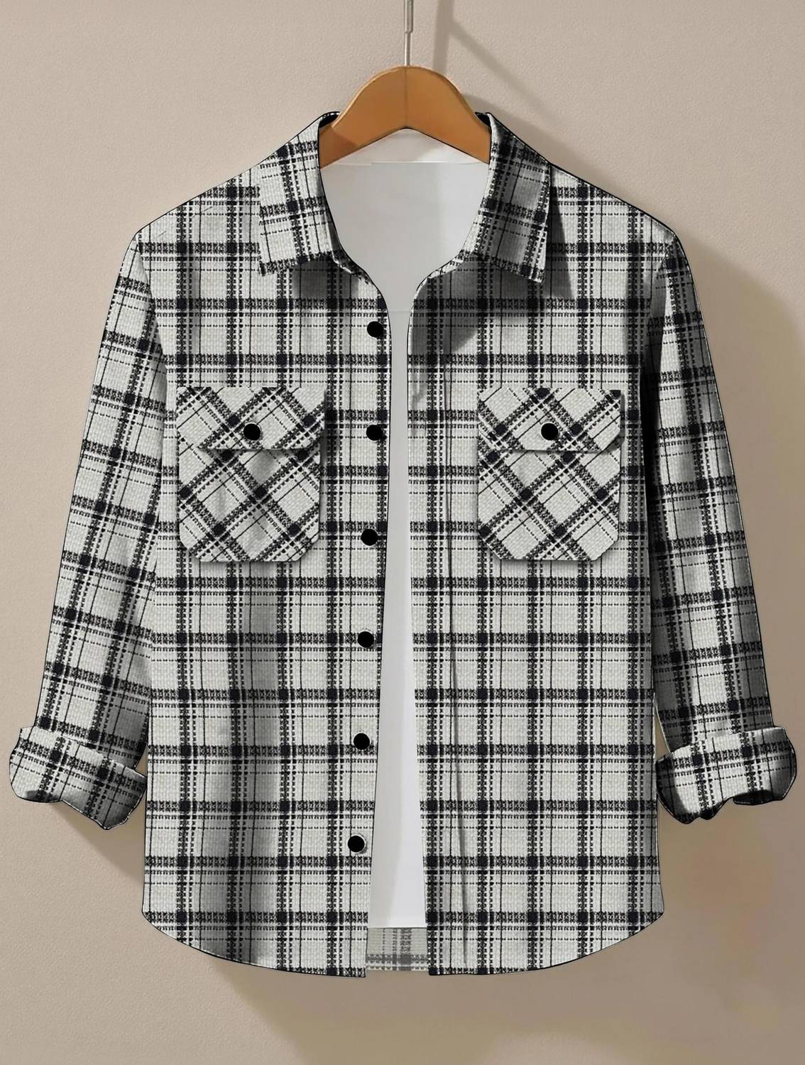 COMBRAIDED Men Checkered Casual Black Shirt - Image 1