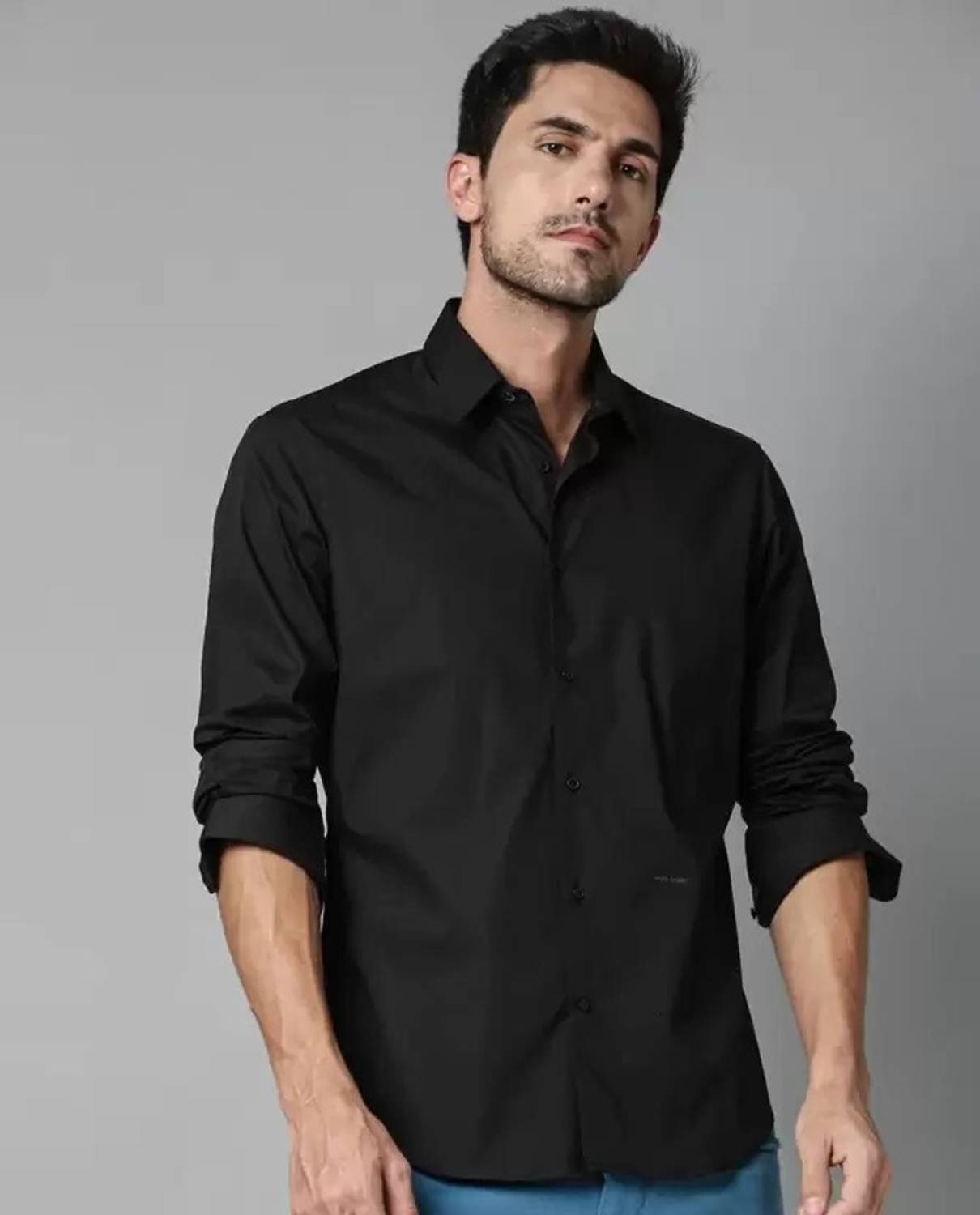 AANAM ENTERPRISES Men Solid Formal Black Shirt