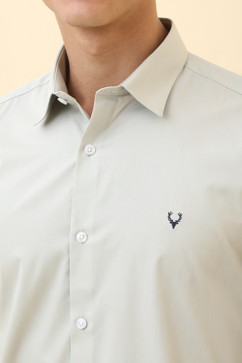 Image of Allen Solly Men Solid Casual Grey Shirt