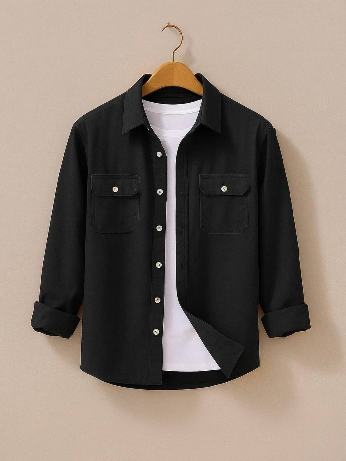 DEEMOON Men Black Casual Shirt - Image 1