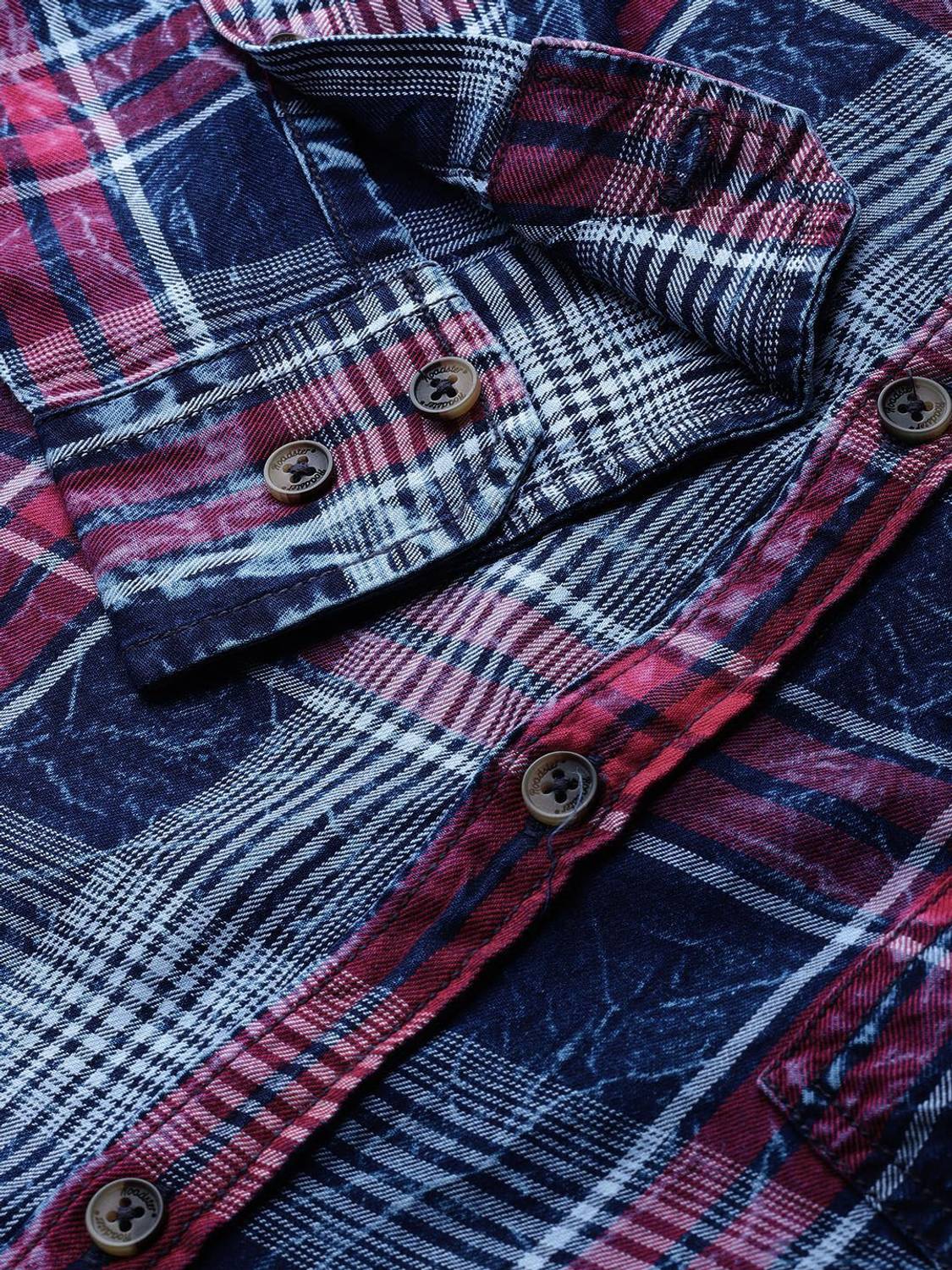 Roadster Men Checkered Casual Blue Shirt - Image 3
