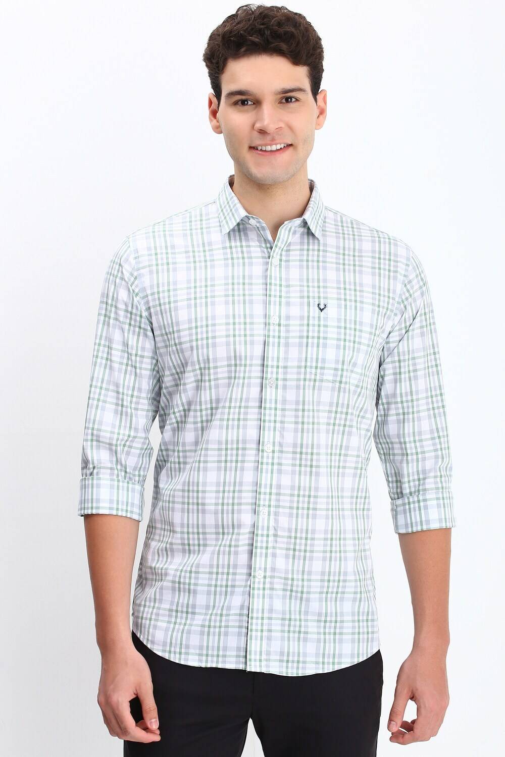 Allen Solly Men Checkered Casual White Shirt