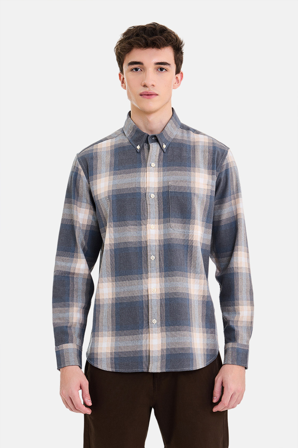 Image of Snitch Men Checkered Casual Blue Shirt